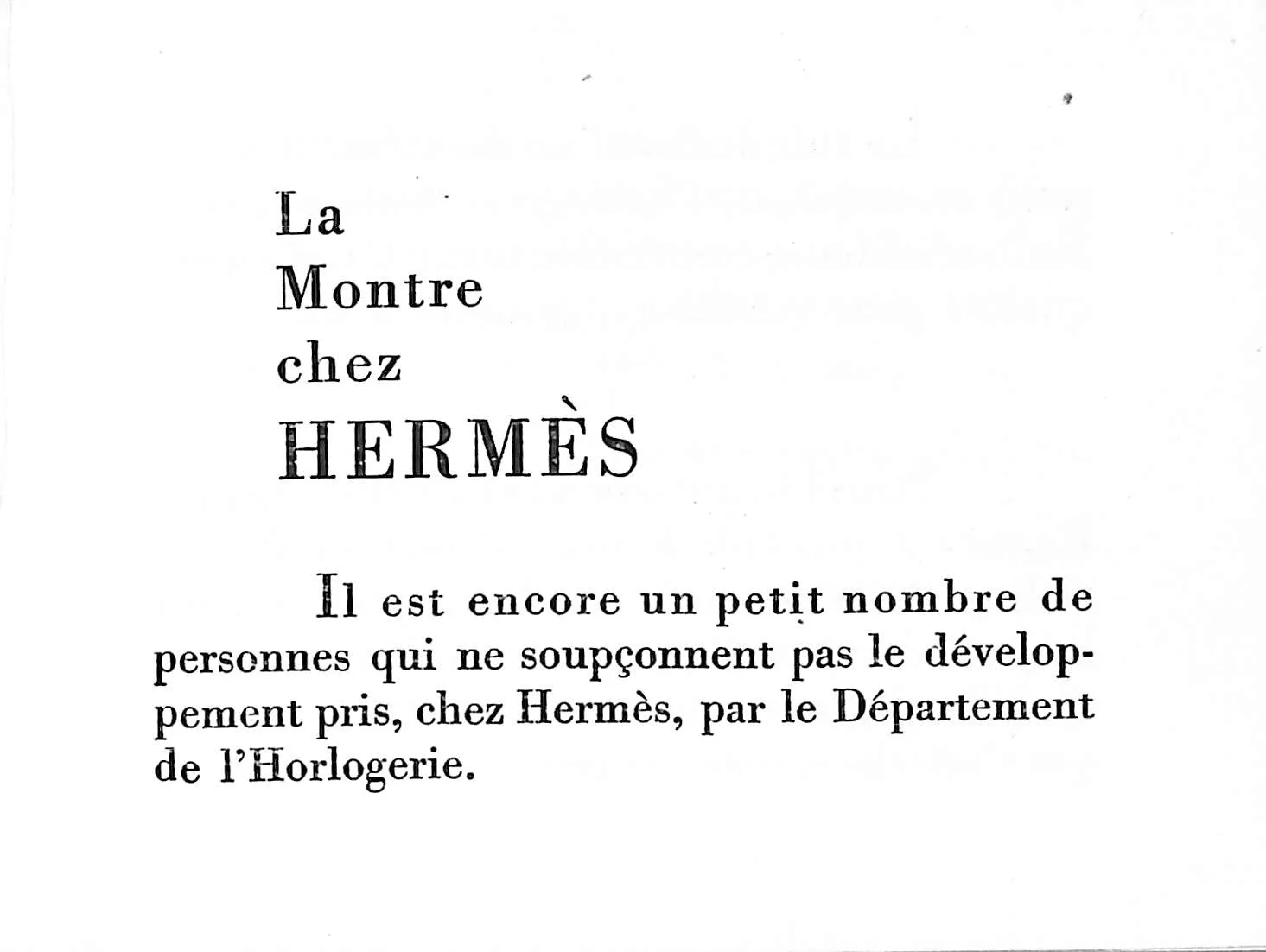"La Montre Chez Hermes" 1931