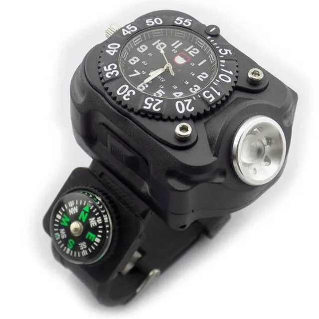 RECHARGEABLE FLASHLIGHT TACTICAL WATCH(With USB charging Cable)