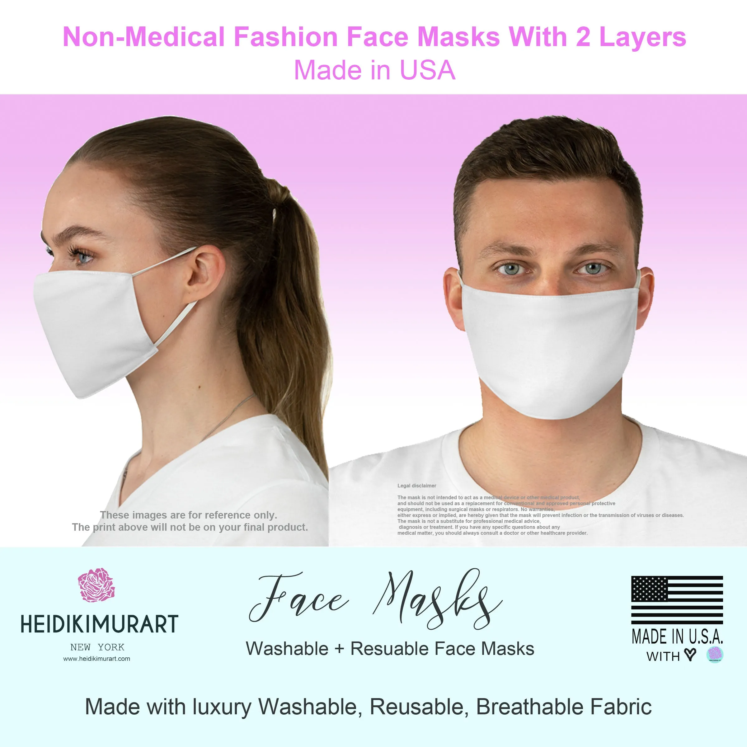 Red Rose Floral Face Mask, Adult Watercolor Flower Print Fabric Face Mask-Made in USA