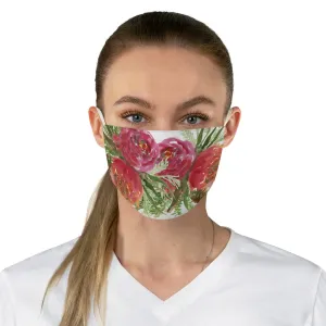 Red Rose Floral Face Mask, Adult Watercolor Flower Print Fabric Face Mask-Made in USA