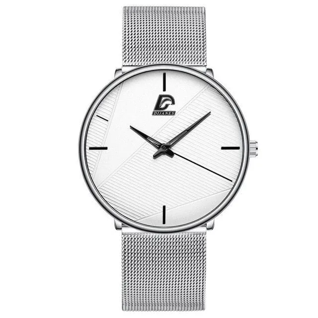 reloj hombre 2021 Fashion Watches Men Classic Black Ultra Thin Stainless Steel Mesh Belt Quartz Wrist Watch relogio masculino