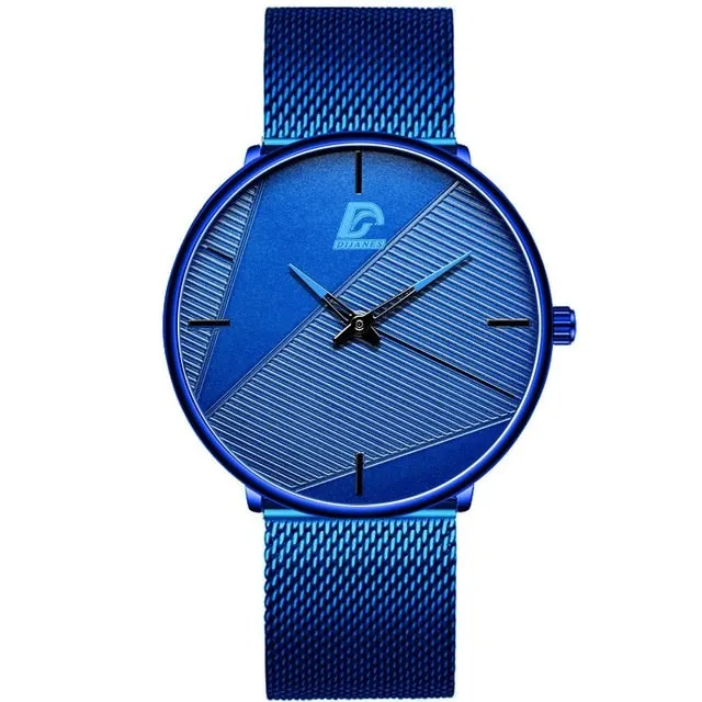 reloj hombre 2021 Fashion Watches Men Classic Black Ultra Thin Stainless Steel Mesh Belt Quartz Wrist Watch relogio masculino