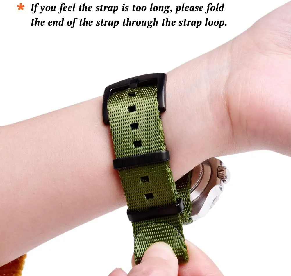 Ritche Military Ballistic Nylon Watch Strap with Heavy Buckle 18mm 20mm 22mm Premium Nylon Watch Bands for Men Women