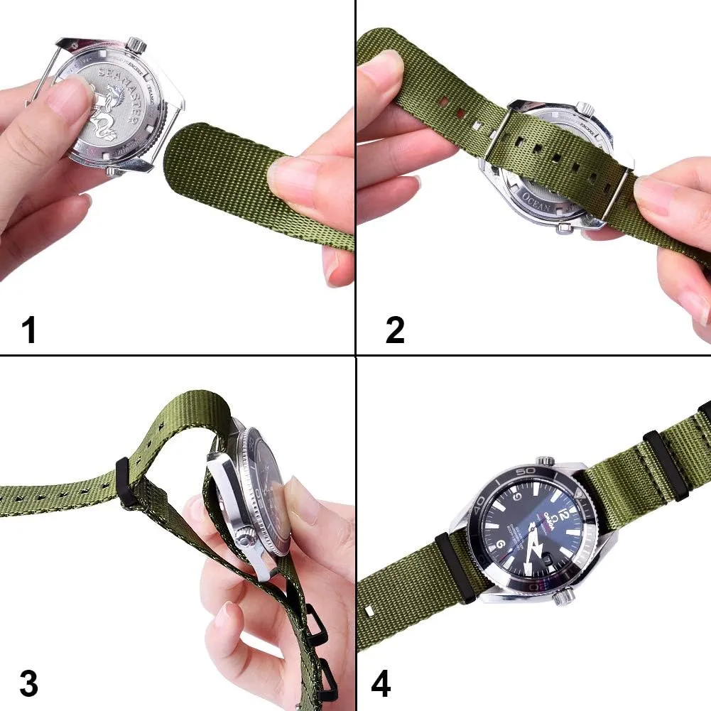 Ritche Military Ballistic Nylon Watch Strap with Heavy Buckle 18mm 20mm 22mm Premium Nylon Watch Bands for Men Women