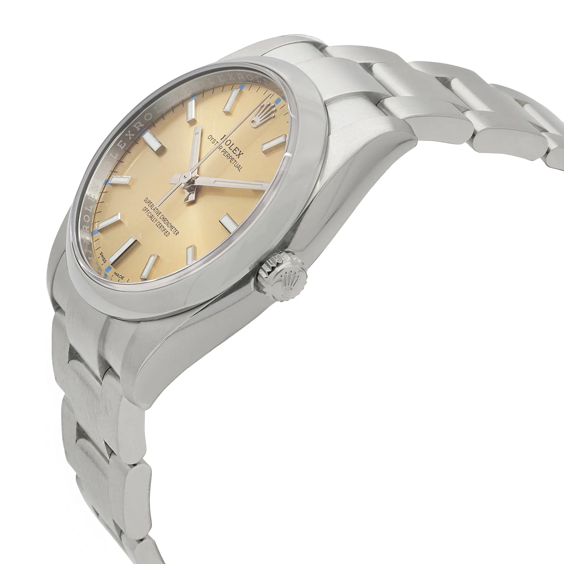 Rolex Oyster Perpetual 114200 Champagne Dial Automatic Watch