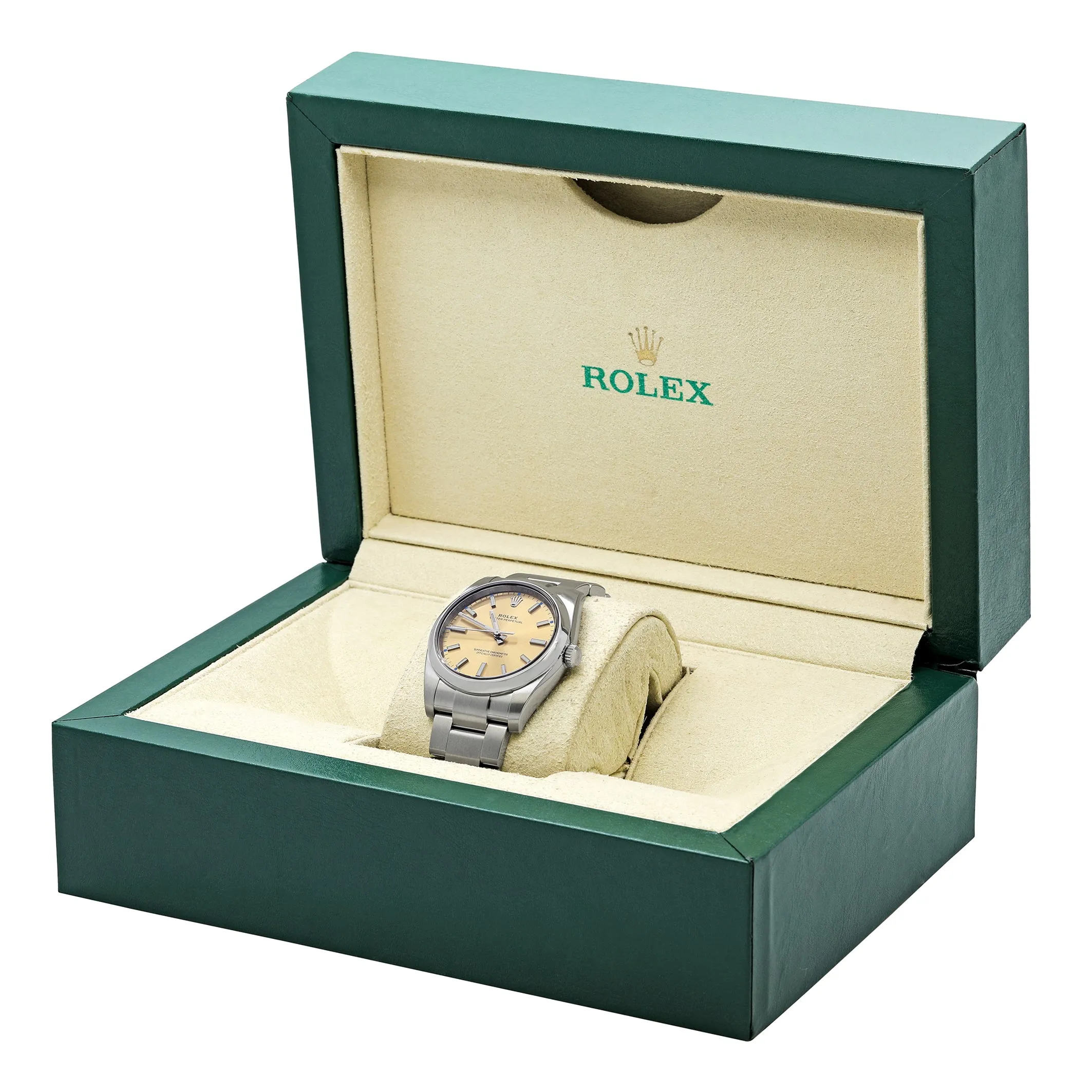 Rolex Oyster Perpetual 114200 Champagne Dial Automatic Watch