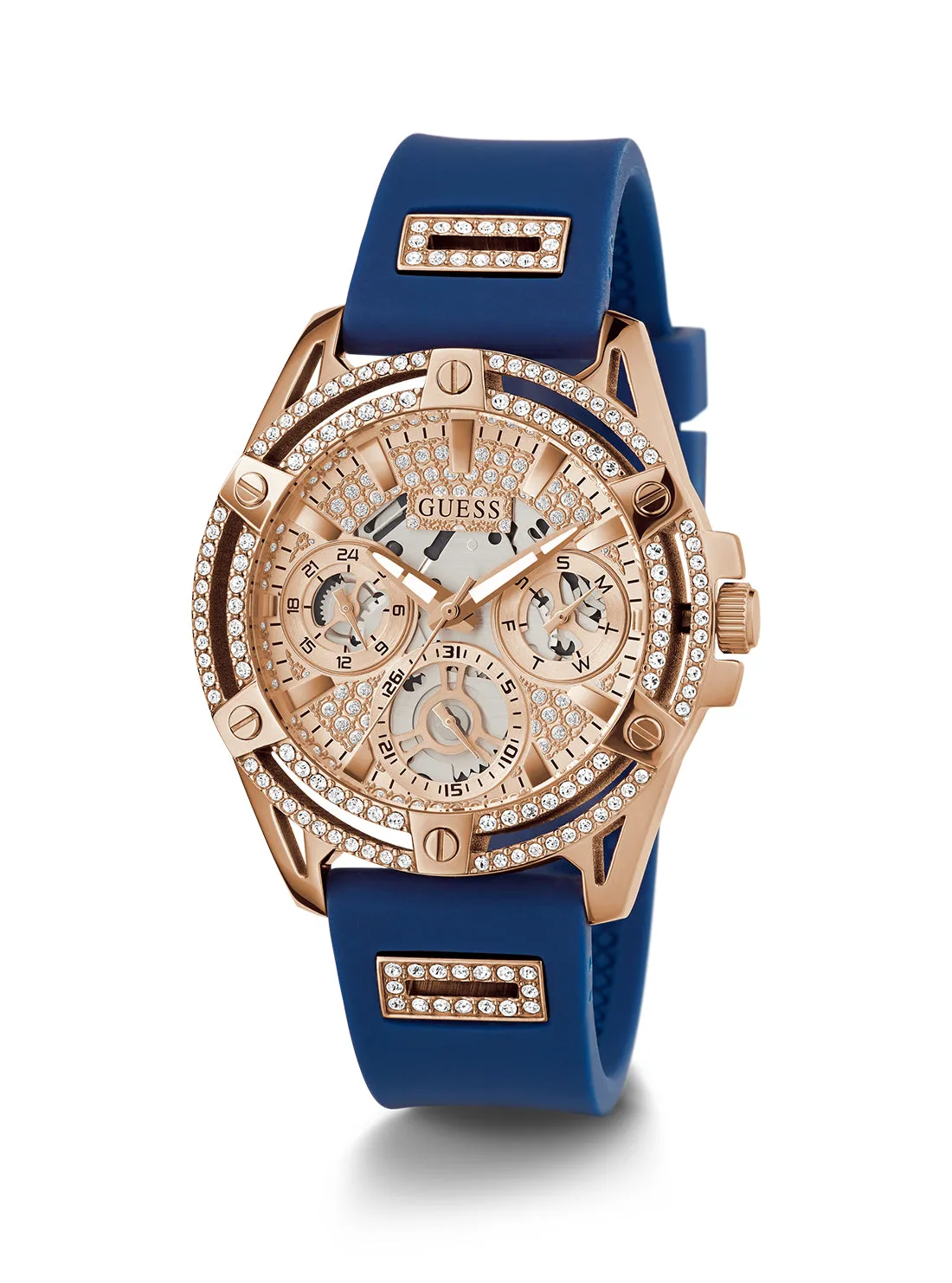 Rose Gold Blue Queen Silicone Watch