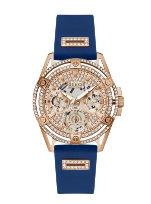Rose Gold Blue Queen Silicone Watch