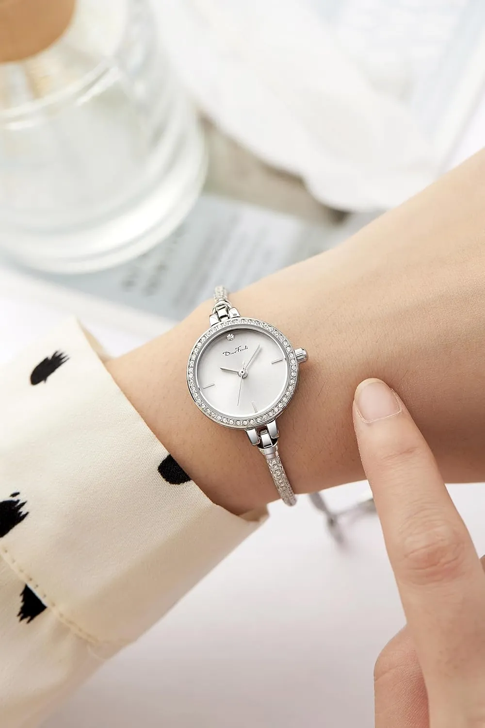 Rose Gold Petite Bracelet Watch for Women, Diamond Dress Analog Hexagonal Mini Women Watch Waterproof