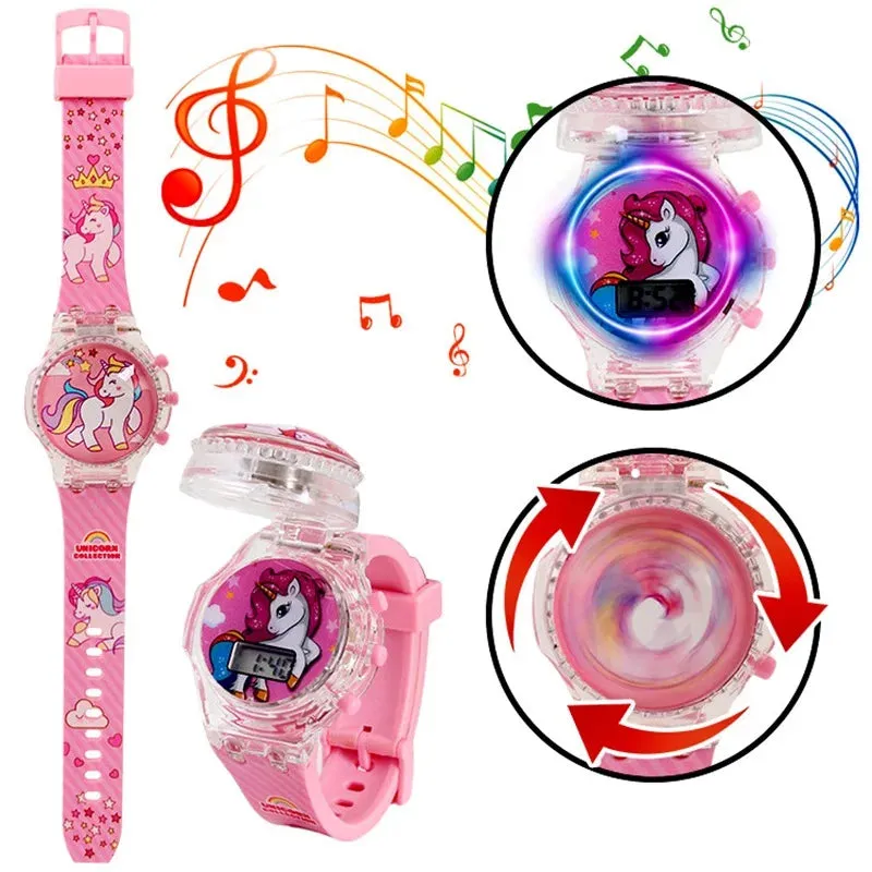 Rotatable, Musical, light-up Rainbow Unicorn Watch