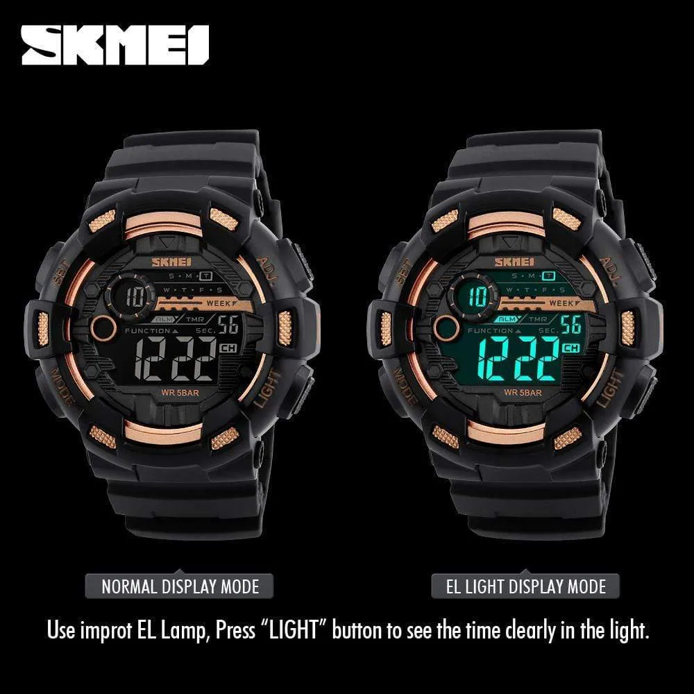 Skmei 1243 Original Digital waterproof Sports wrist watch Chronograph for Boys For Men
