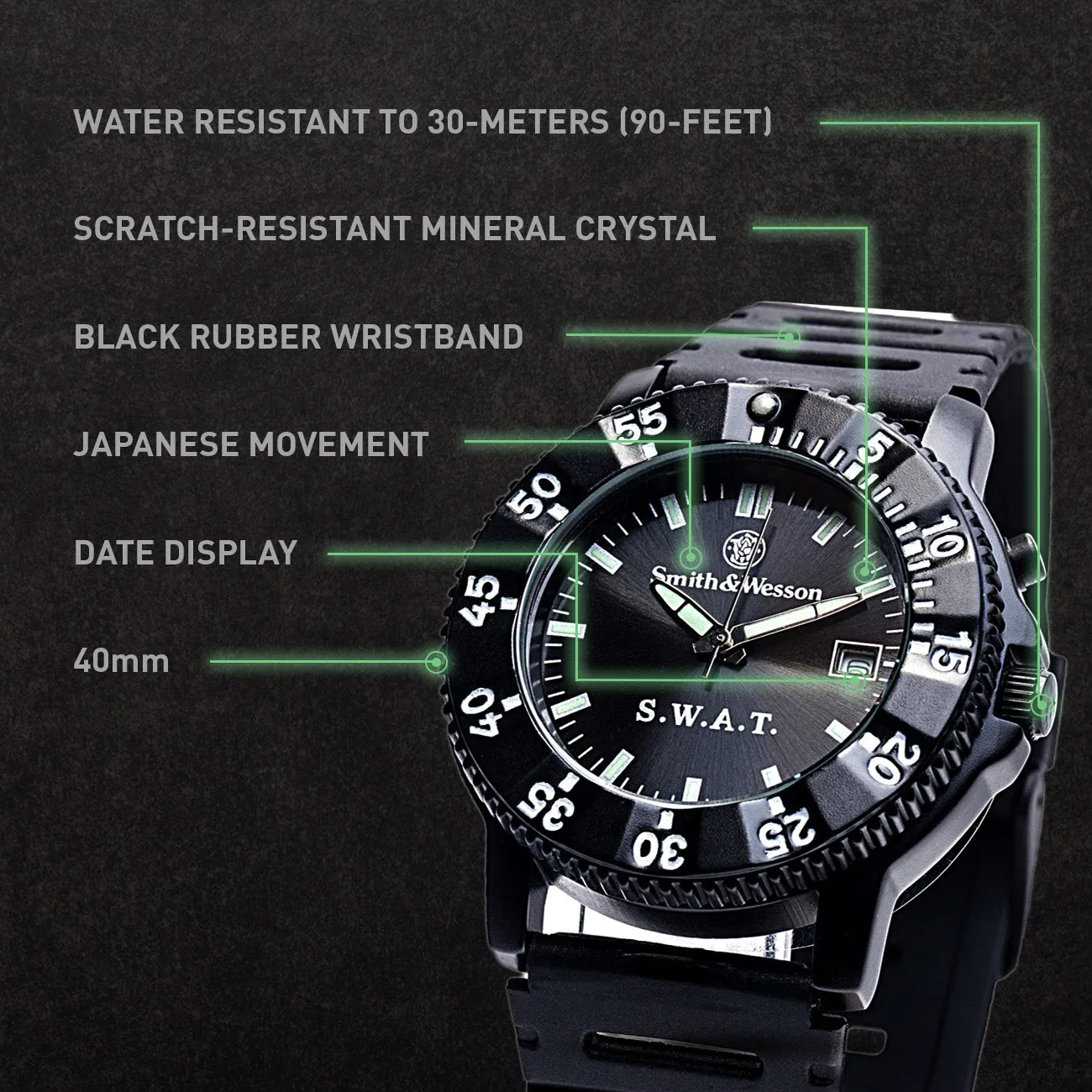 Smith & Wesson SWAT Watch - Back Glow