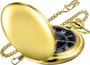 Smooth Cover Quartz Pocket Watch, Fashionable Roman Digital White Dial with Waist Chain Pocket Watches for Men