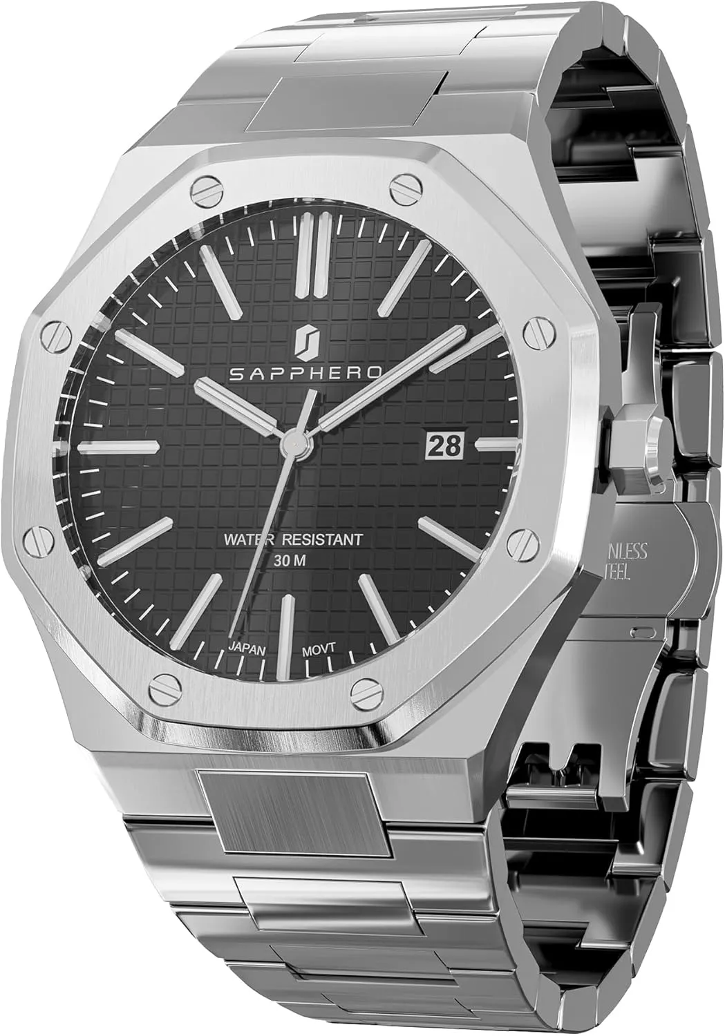 SOPPHERO Mens Watches Stainless Steel Quartz Watch for Men 30M Waterproof Date Clock Fashion Business Wristwatch Gift for Men