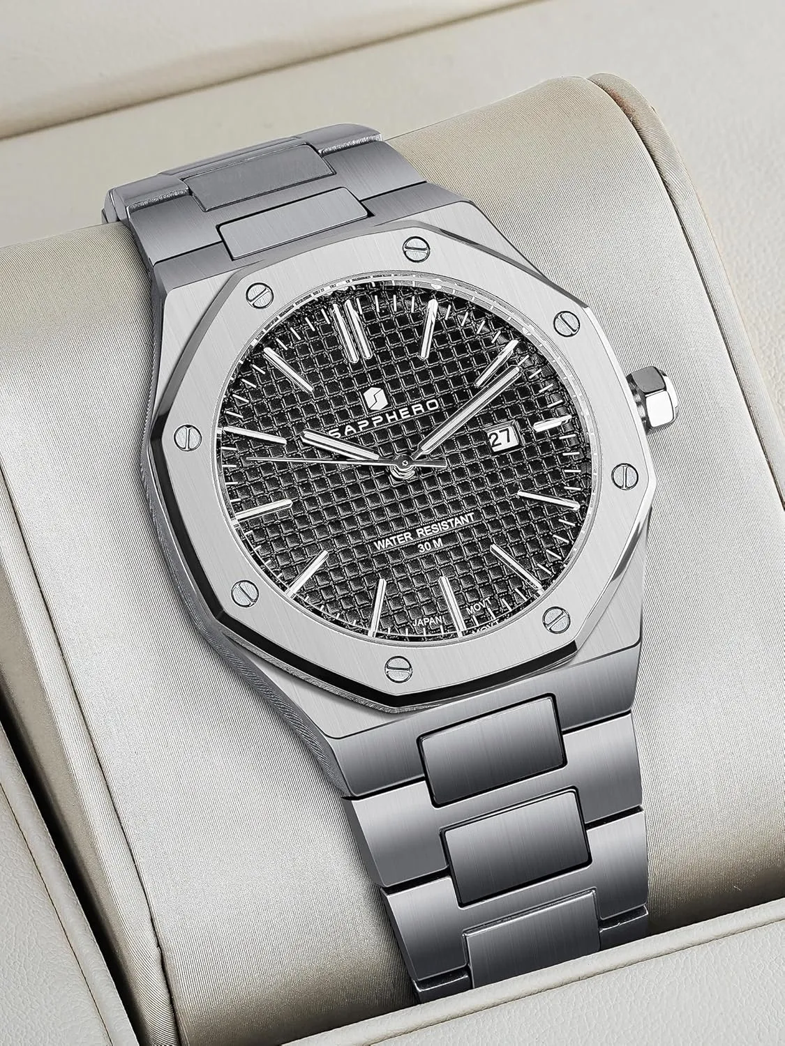 SOPPHERO Mens Watches Stainless Steel Quartz Watch for Men 30M Waterproof Date Clock Fashion Business Wristwatch Gift for Men