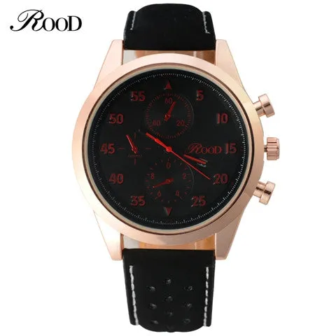 Sport Men's Quartz Wrist Watch ROOD Military Watch For Men Clock Leather Strap Men Watches Relogio masculino Reloj Hombre