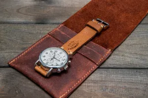Suede leather watch roll / watch case for wrist watch organizing - 1 pocket