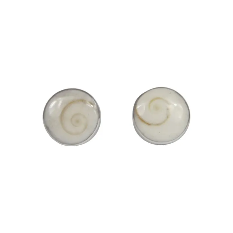Sundari Jewellery Classic Bezel Set Shell and Coral Circle Studs in Sterling Silver