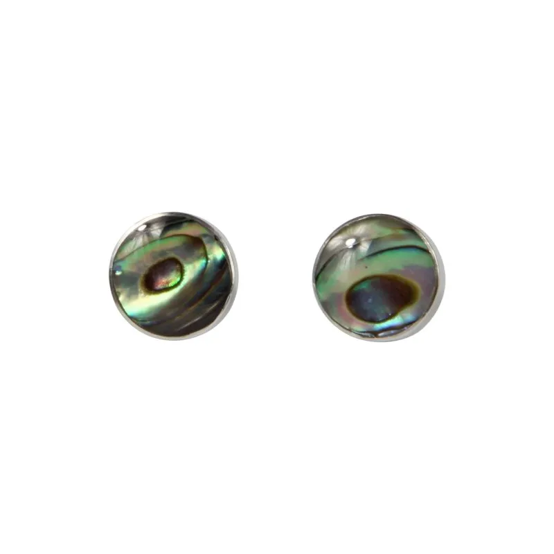 Sundari Jewellery Classic Bezel Set Shell and Coral Circle Studs in Sterling Silver