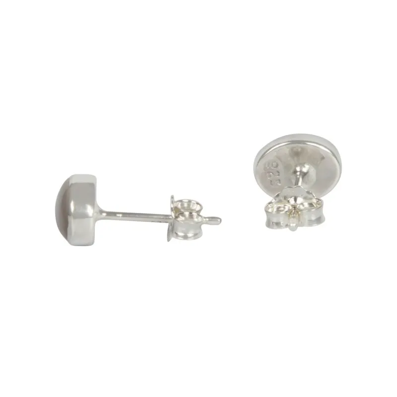Sundari Jewellery Classic Bezel Set Shell and Coral Circle Studs in Sterling Silver