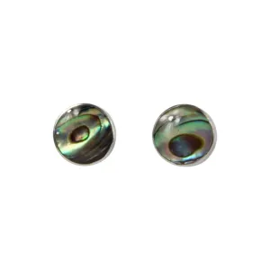 Sundari Jewellery Classic Bezel Set Shell and Coral Circle Studs in Sterling Silver