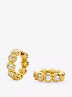 Tennis 18kt sterling silver and cubic zirconia small hoop earrings