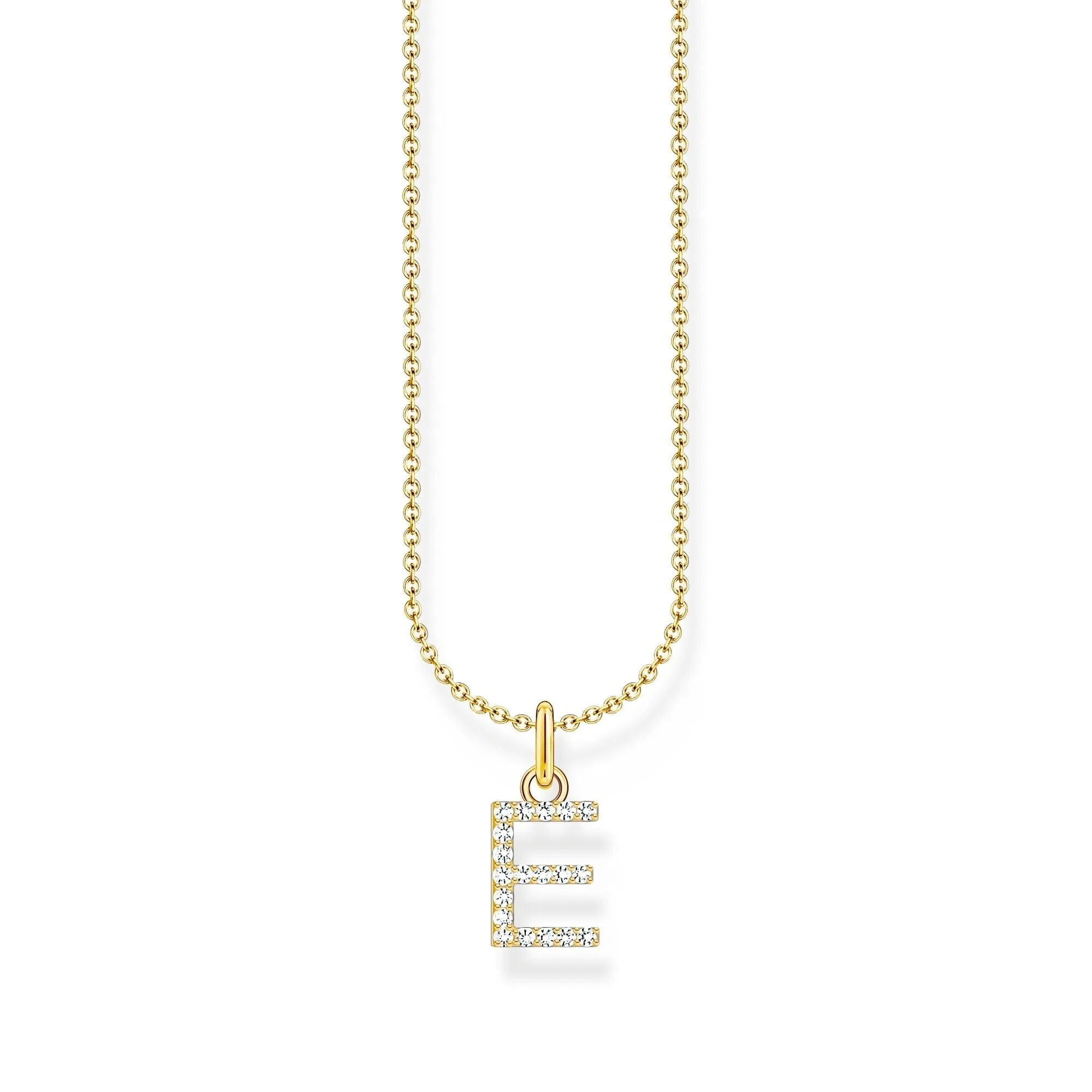 THOMAS SABO Necklace with letter pendant E and white zirconia - gold