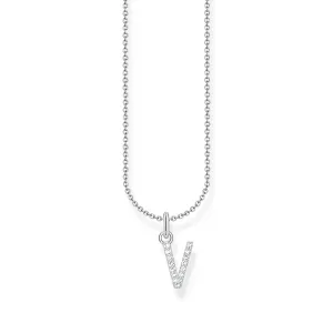 THOMAS SABO Necklace with letter pendant V and white zirconia - silver