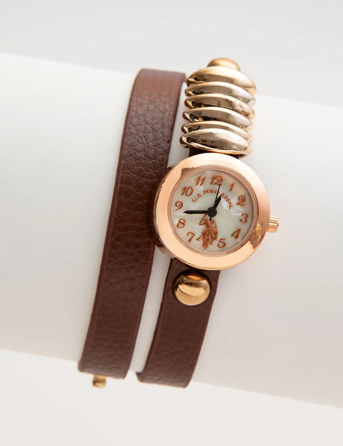 U.S. Polo Assn. USC40096 Women's Stainless Steel Quartz Watch with Patent Leather Strap