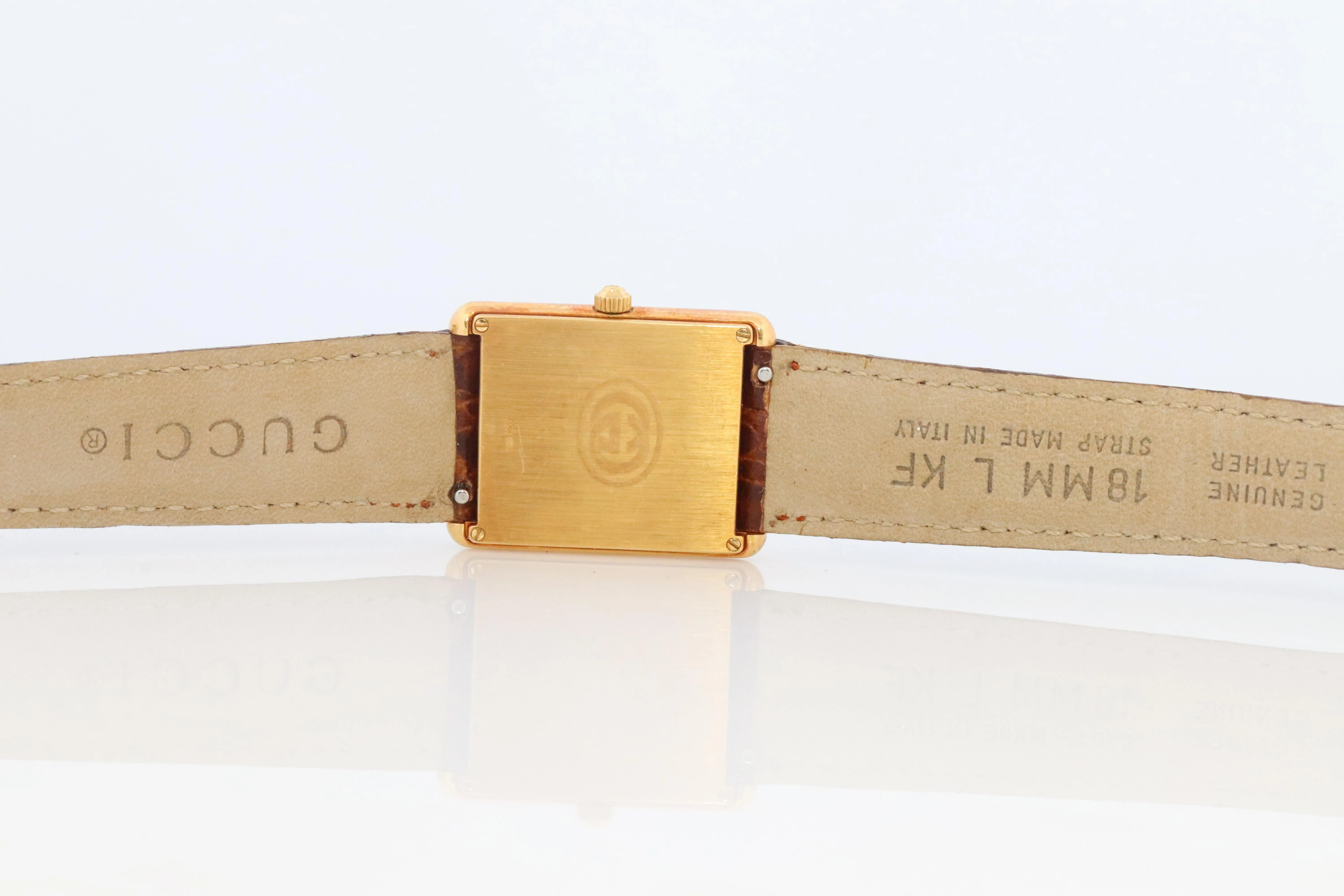 Vintage 18k Gucci Tank Watch. 18k Yellow Gold Gucci 710L Wrist Watch.
