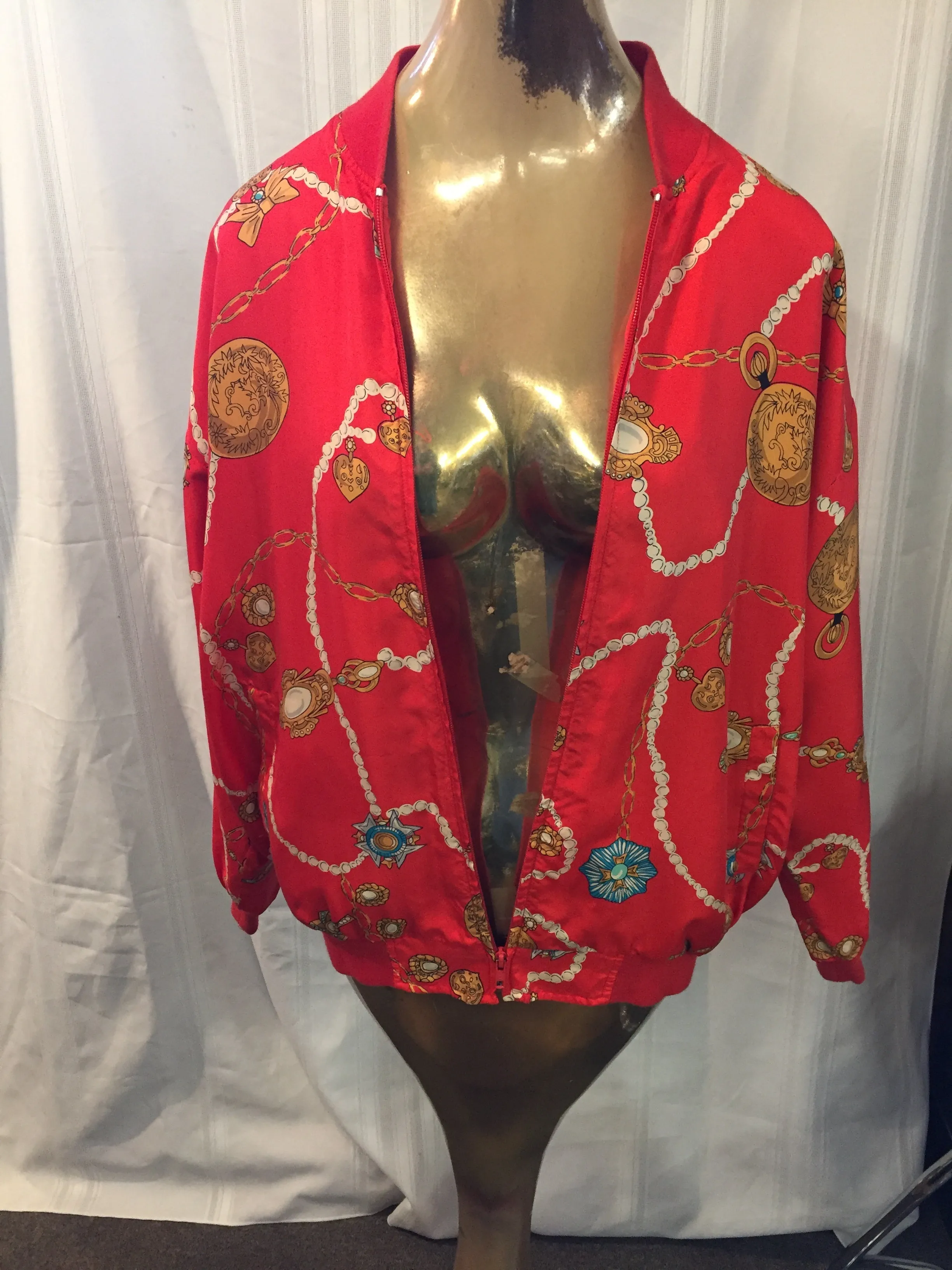 Vintage 1990's Light Weight Ladies Patterned Jacket Zip up