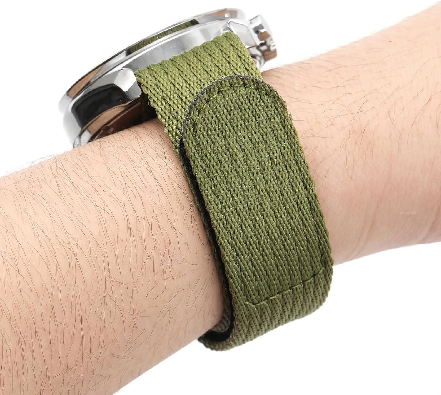 watchdives Nylon Watch Band 20mm 22mm Replacement Watch Straps Hook and Loop Fasteners Sport Watchband for 7.1-9in Wrist, Green 20mm