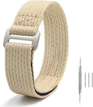 watchdives Nylon Watch Band 20mm 22mm Replacement Watch Straps with Hook and Loop Fasteners Sport Watchband Fit for 6.3-7.1in Wrist (Khaki, 20mm-Medium)