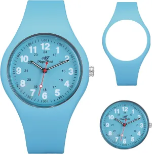Waterproof Watch for Women Silicone Analog Quartz Jelly Watch Sport Watches for Women Wrist Watch Simple Casual Watch Easy to Read Light Blue