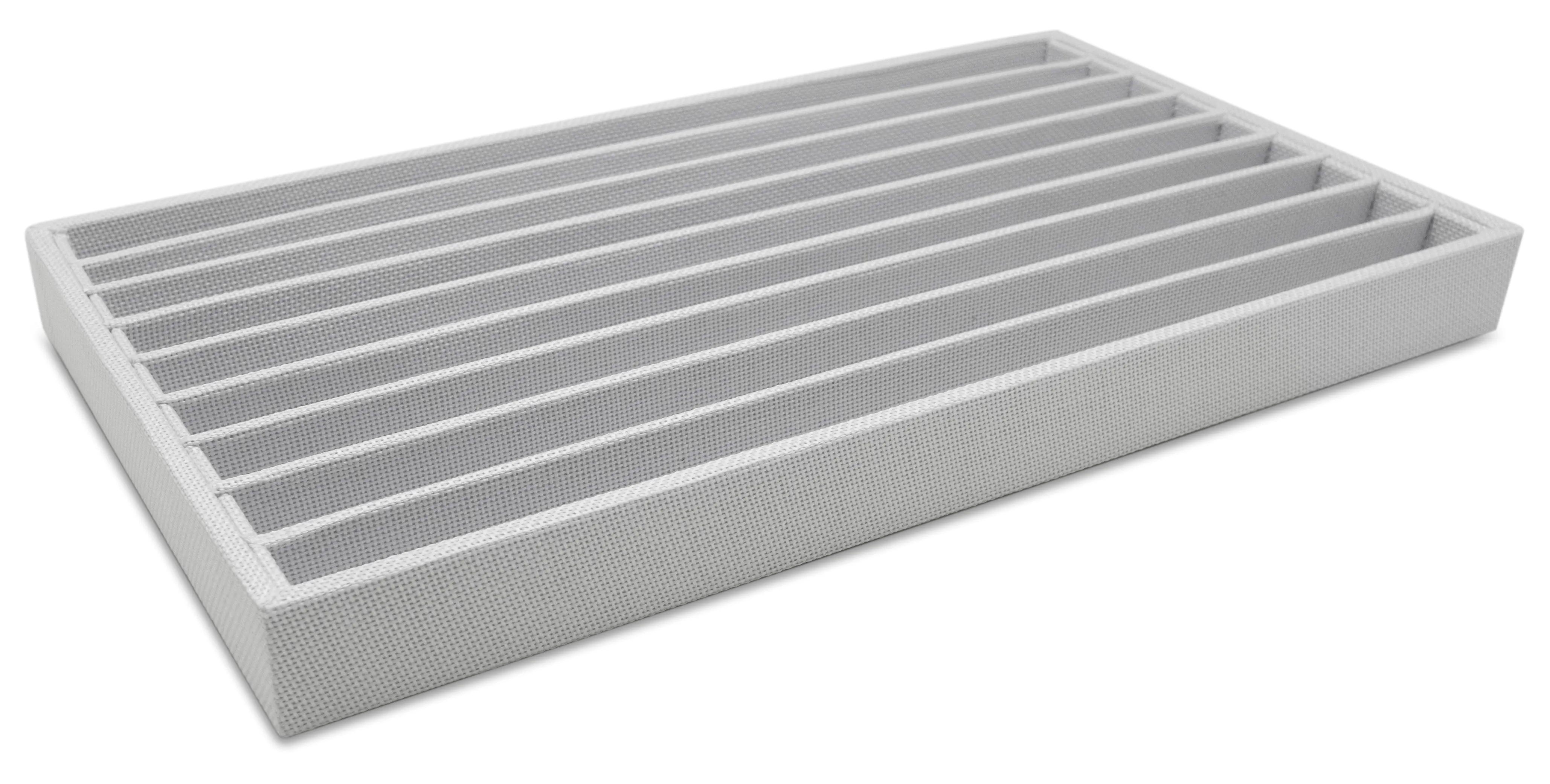 White Linen 9 Row Compartment Jewelry Display Tray