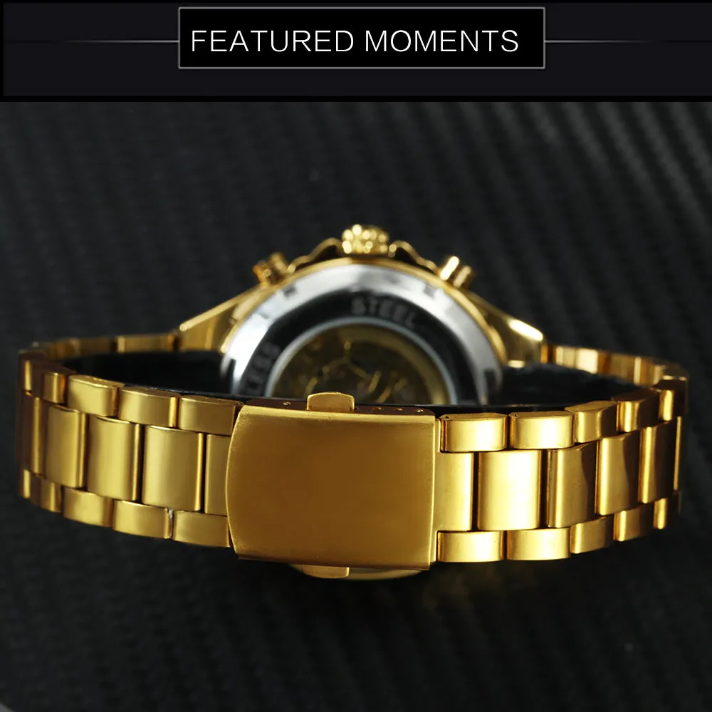 WINNER Men's Skeleton Skeleton Watch Automatic Mechanical Watch Diamond Luxury Business Watch
