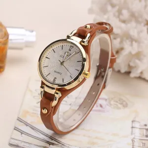 Women's Quartz Watch with PU Leather Strap