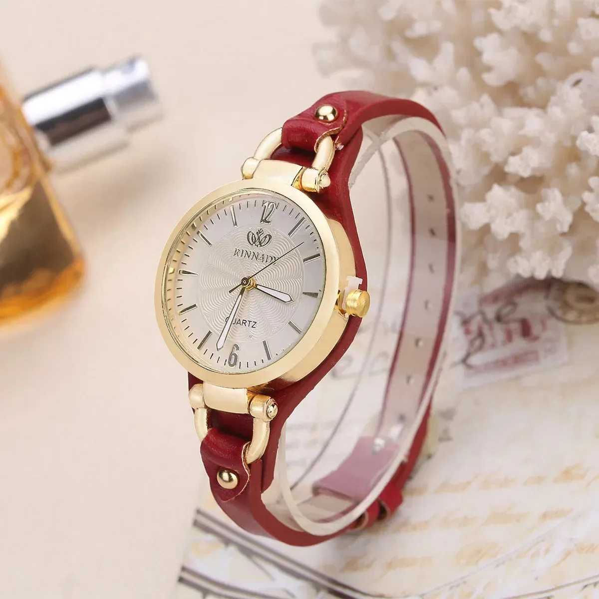 Women's Quartz Watch with PU Leather Strap